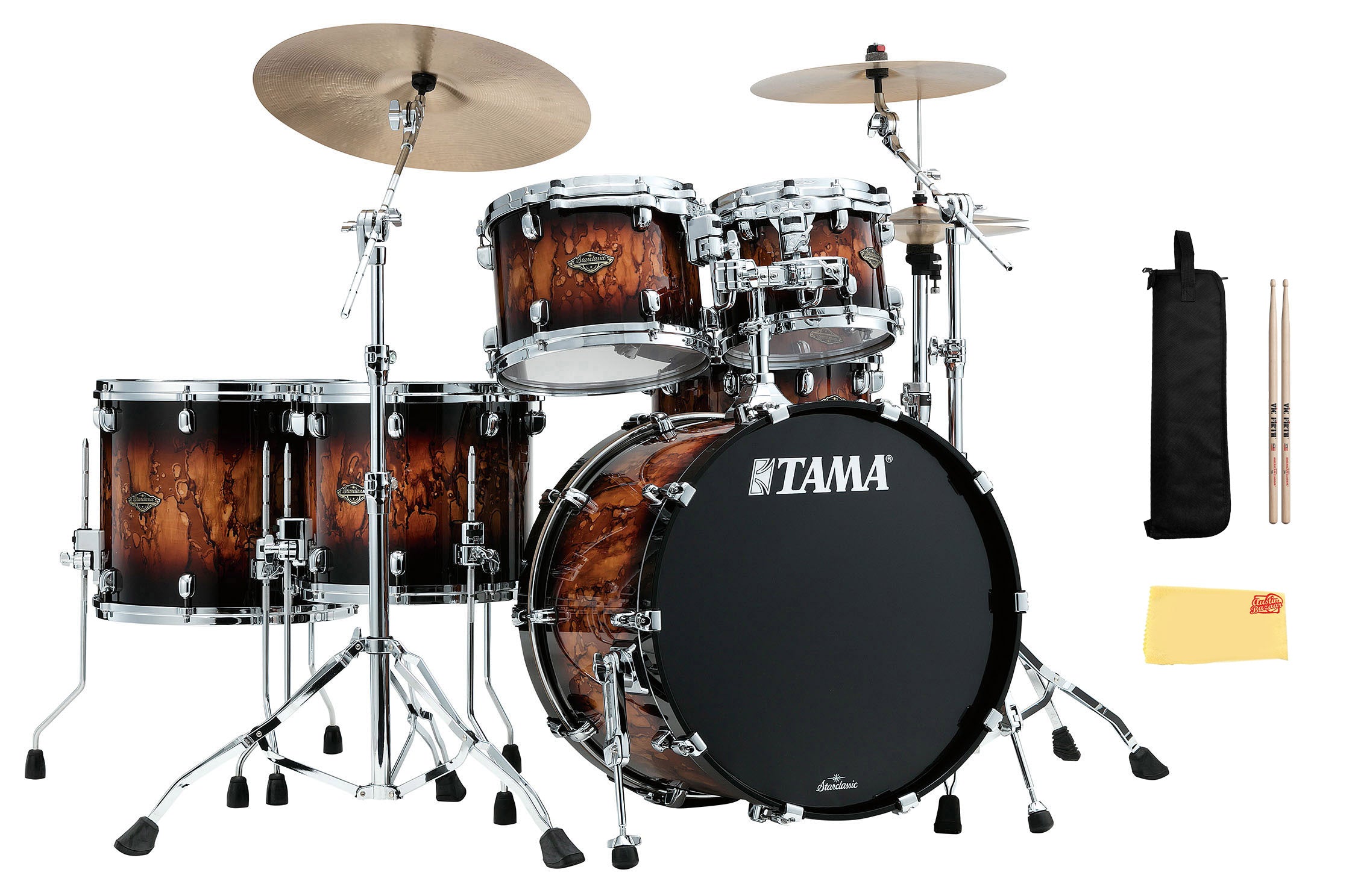 Tama WBS52LS Starclassic Walnut/Birch 5-Piece Drum Kit - Molten Brown Burst w/ Drumstick Bag