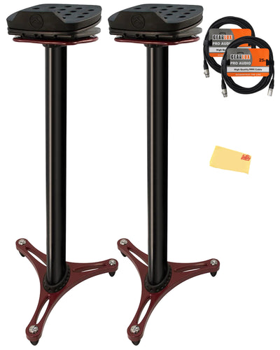 Ultimate Support MS-100R Studio Monitor Stand Pair - Red w/ Speaker Cables