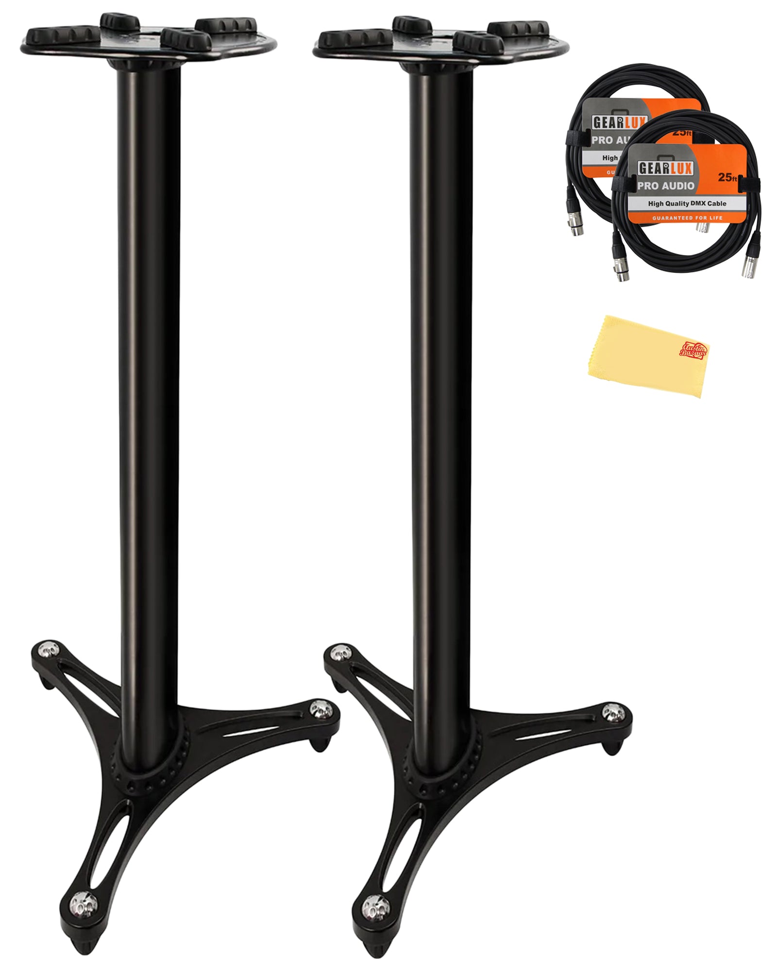 Ultimate Support MS-90/36B 36-Inch Studio Monitor Stand - Black w/ Speaker Cables