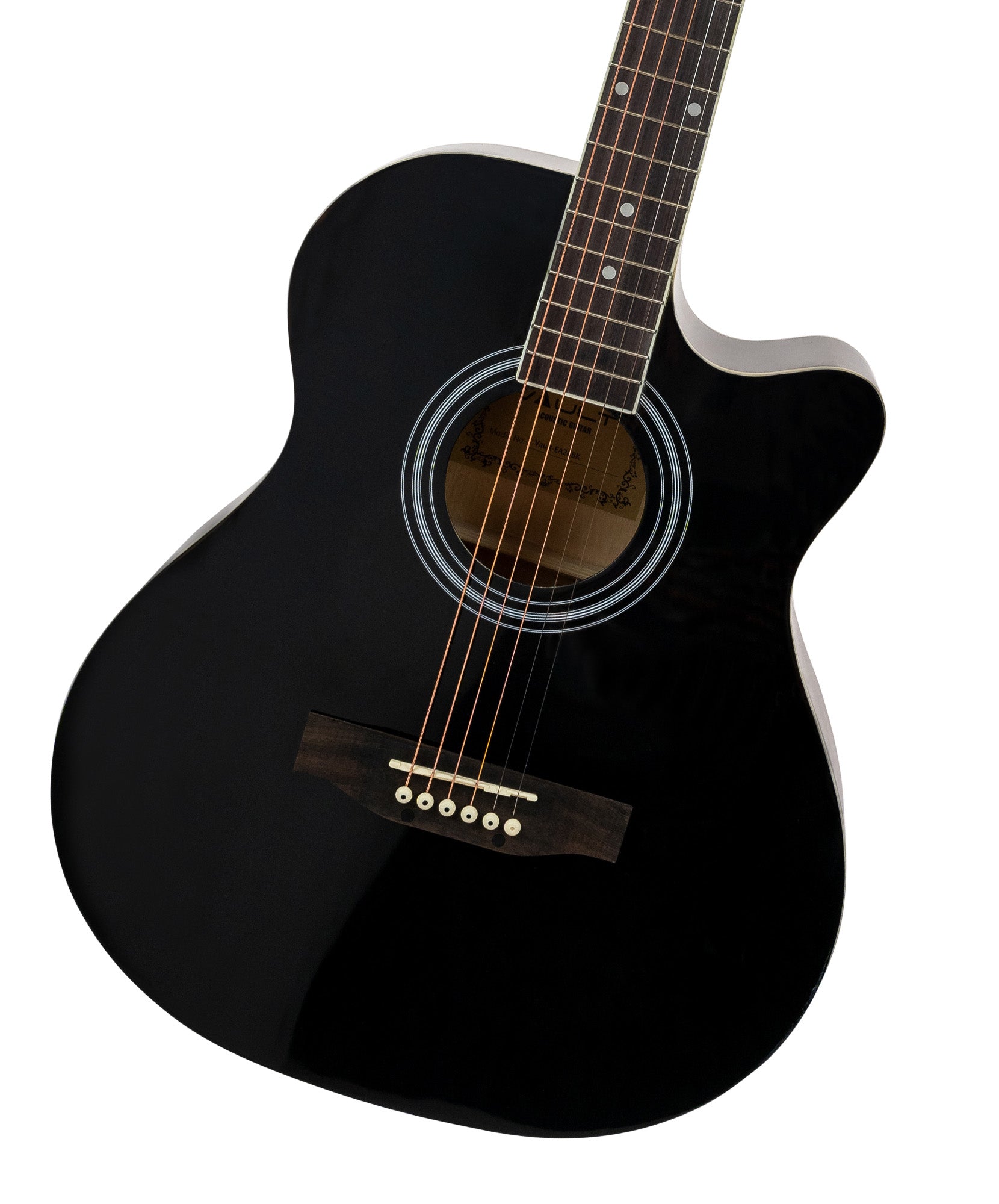 Vault EA-20 Full-Size Cutaway Acoustic Guitar - Black w/ Gig Bag