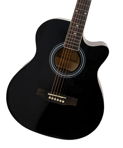 Vault EA-20 Full-Size Cutaway Acoustic Guitar - Black w/ Gig Bag