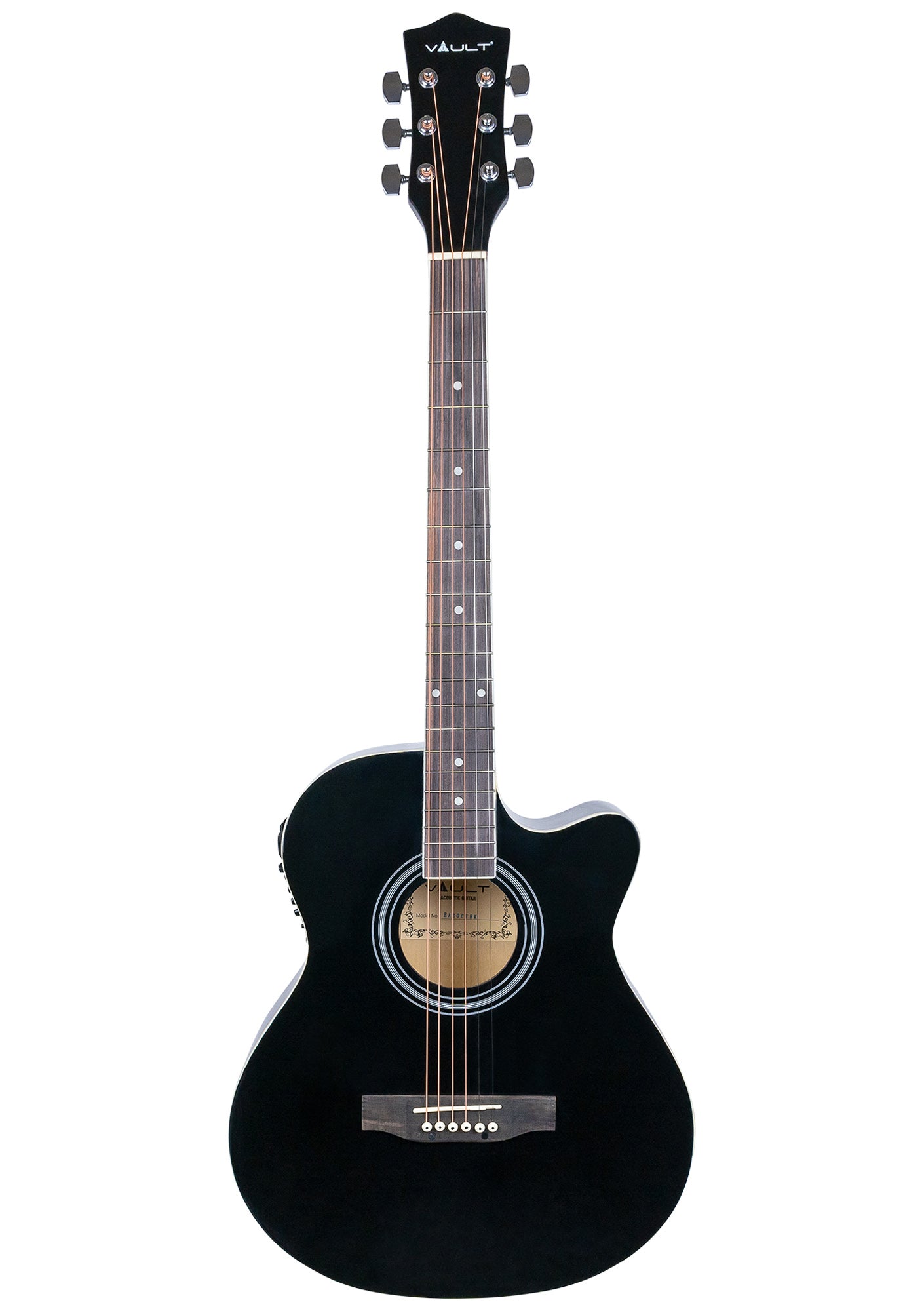 Vault EA-20CE Full-Size Cutaway Acoustic-Electric Guitar - Black w/ Gig Bag