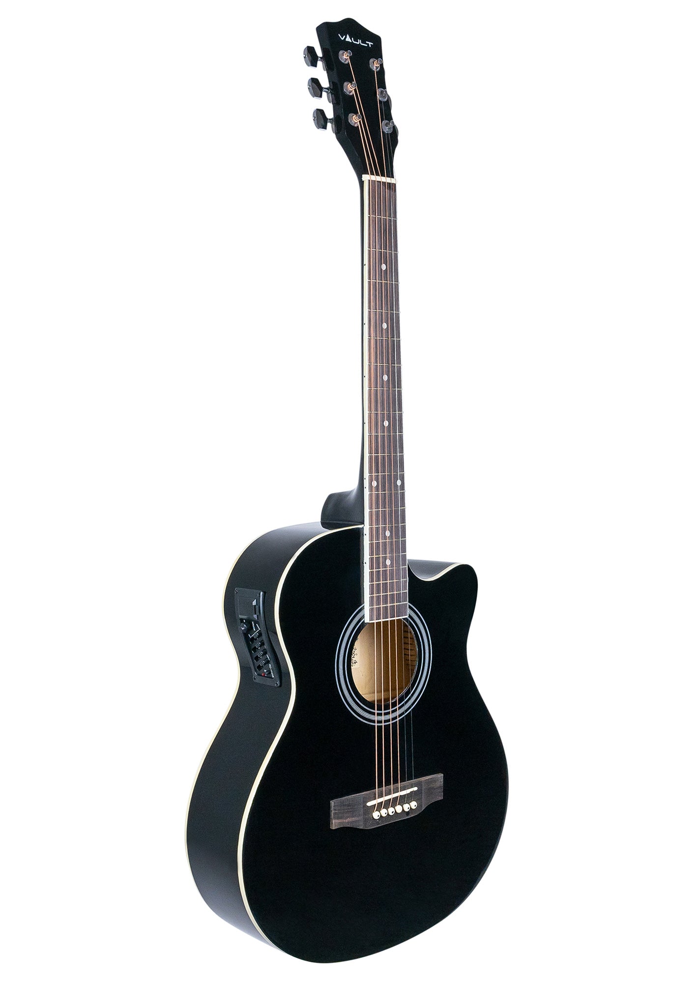 Vault EA-20CE Full-Size Cutaway Acoustic-Electric Guitar - Black w/ Gig Bag