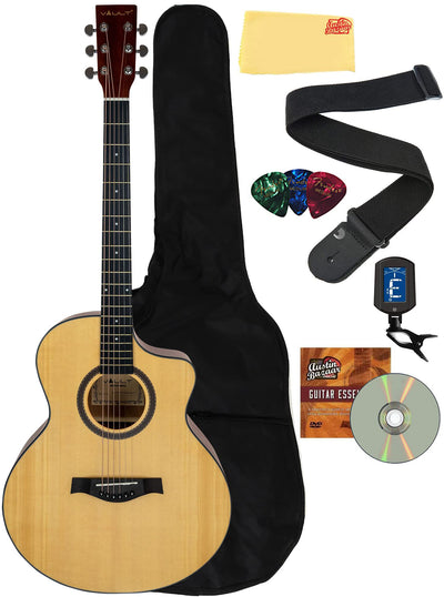 Vault EA-40 Full-Size Solid Spruce Top Cutaway Acoustic Guitar - Mahogany w/ Gig Bag