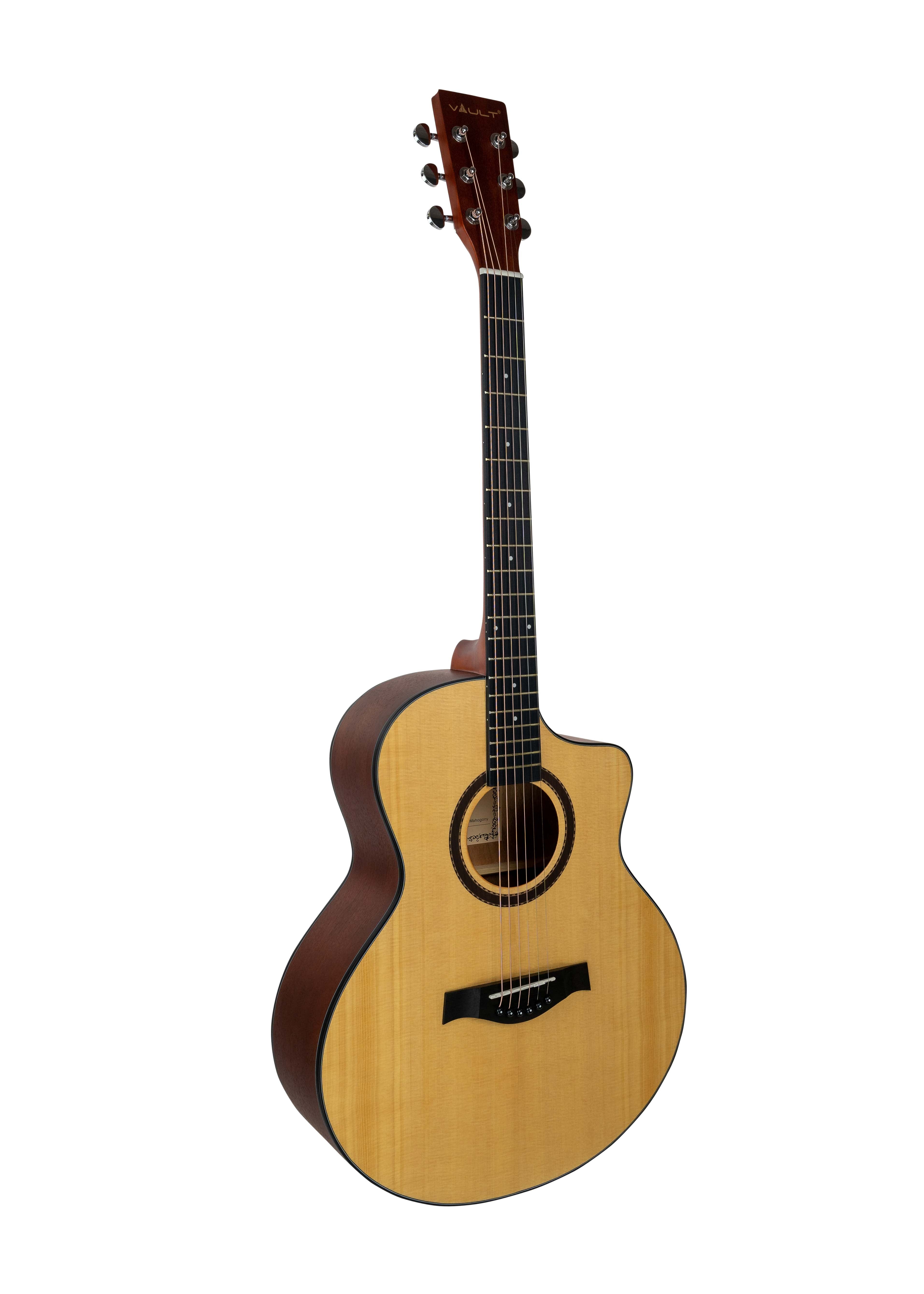 Vault EA-40 Full-Size Solid Spruce Top Cutaway Acoustic Guitar - Mahogany w/ Gig Bag