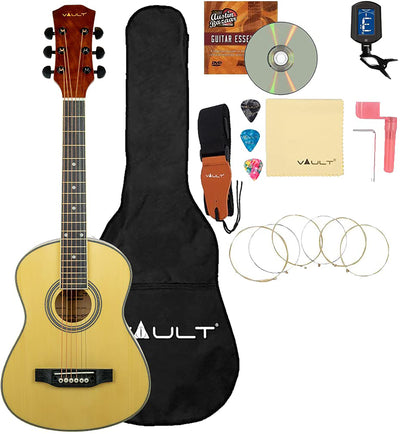 Vault Junior 1/4-Size 30.5-Inch Kids Acoustic Guitar - Natural w/ Tuner