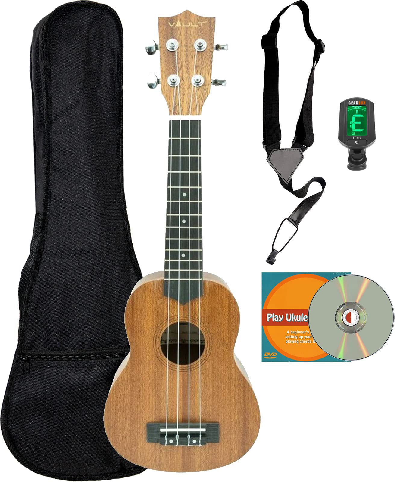 Vault UK-100 Arched Back Soprano Ukulele w/ Gig Bag