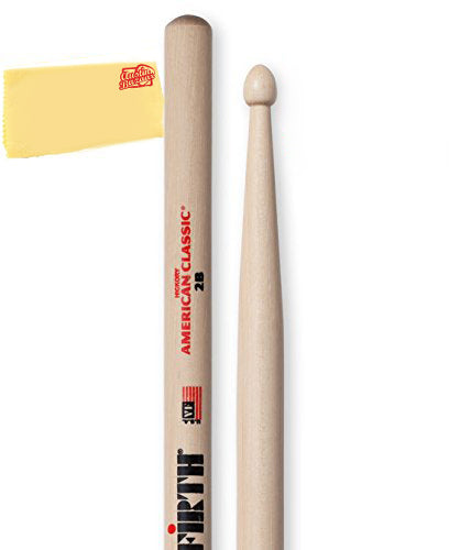 Vic Firth American Classic 2B Drumsticks - 3 Pairs with Austin Bazaar Polishing Cloth