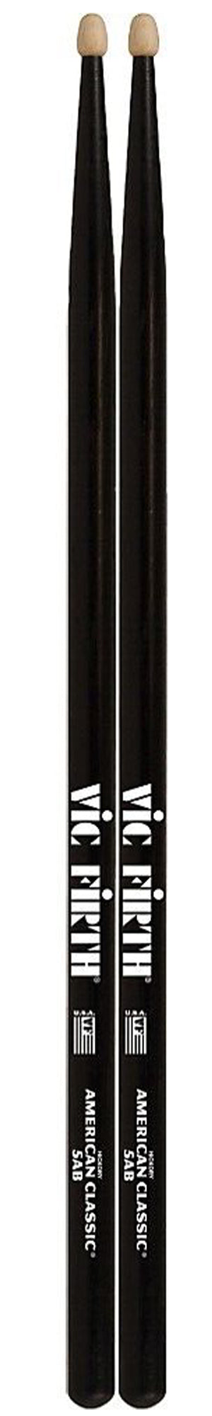 Vic Firth American Classic 5A Drumsticks - Black, 6 Pairs with Austin Bazaar Polishing Cloth