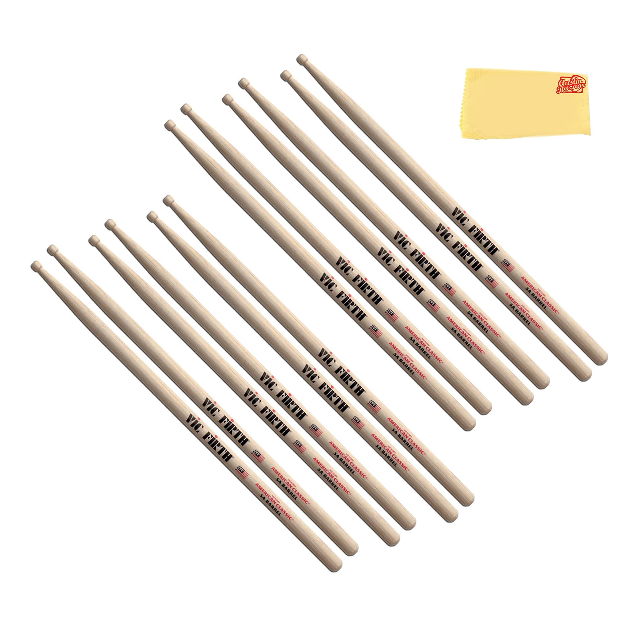 Vic Firth American Classic 5A Barrel Tip Drumsticks - 6 Pack