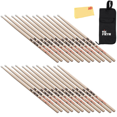 Vic Firth American Classic 5A Nylon Tip Drumsticks - 12 Pack w/ Stick Bag