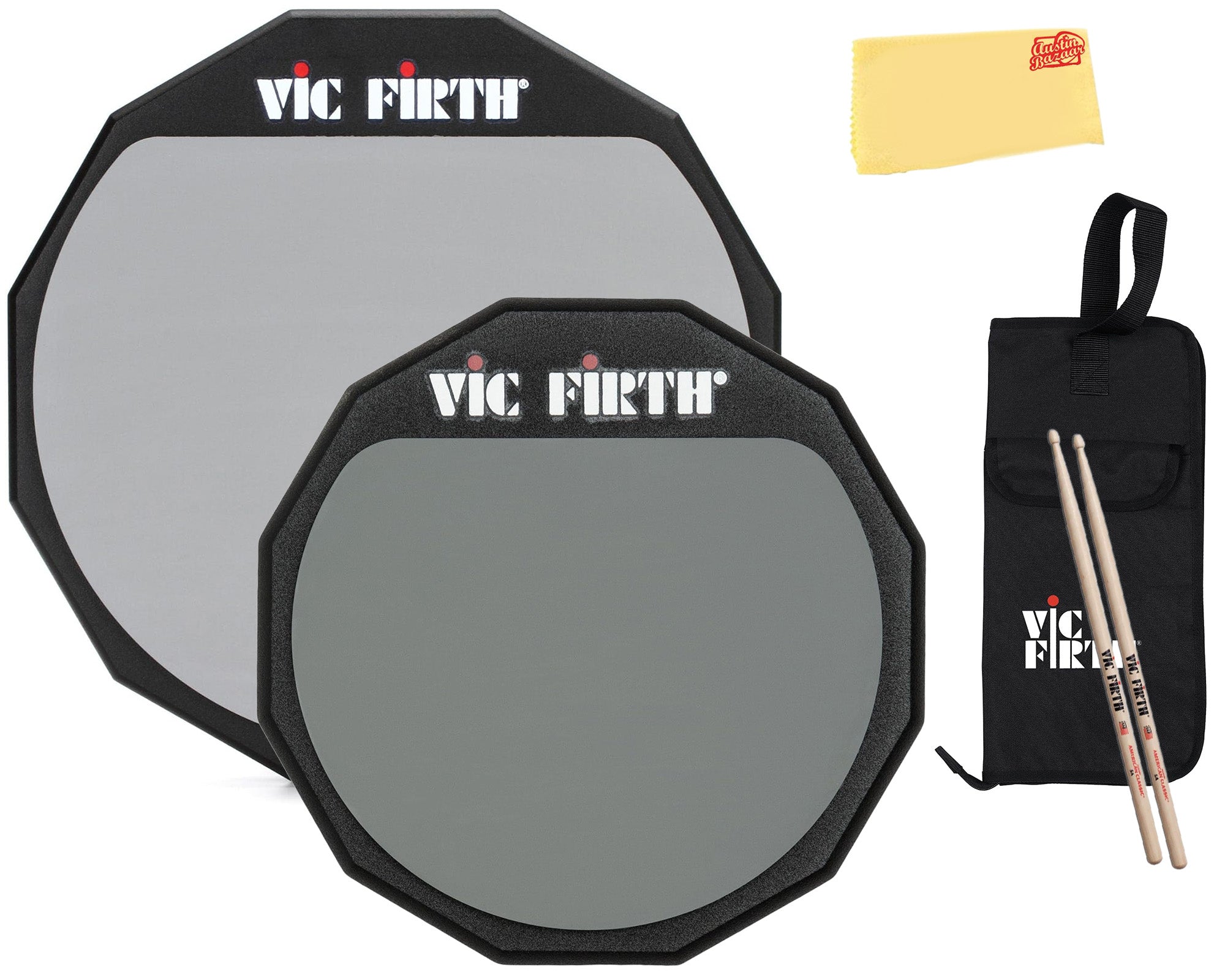 Vic Firth PAD12D 12" Double-Sided Practice Pad w/ 6" Practice Pad