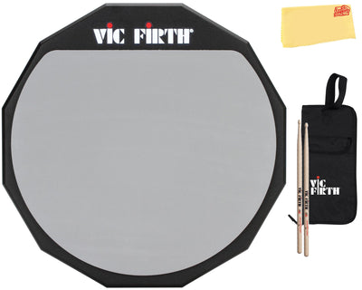 Vic Firth PAD12D 12" Double-Sided Practice Pad w/ Drumsticks