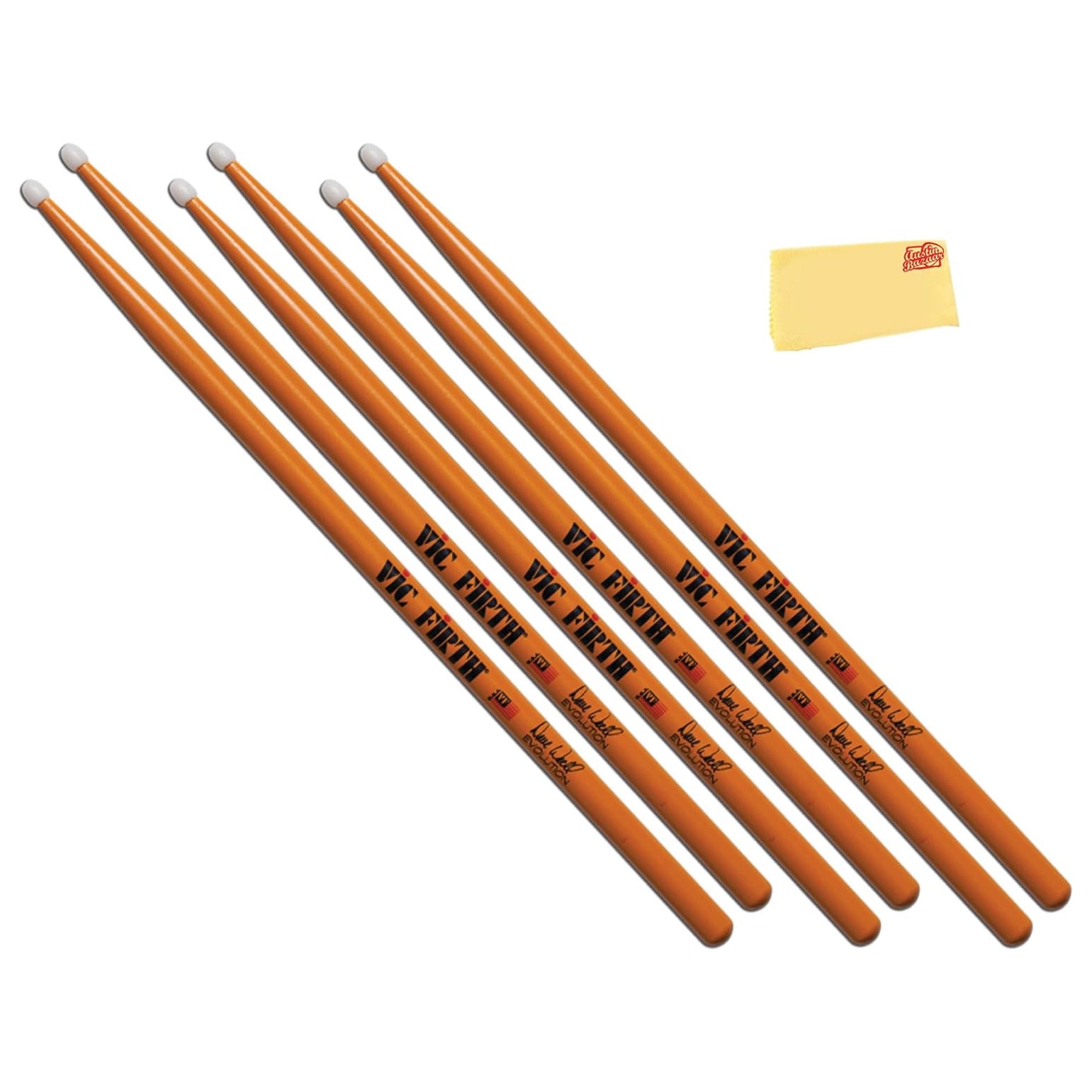 Vic Firth SDW2N Signature Series Dave Weckl Evolution Nylon Tip Drumsticks - 3 Pack