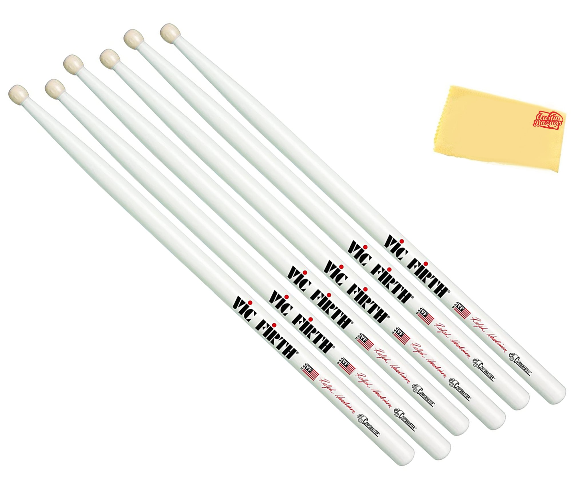 Vic Firth SRH Corpsmaster Signature Snare Ralph Hardimon Drumsticks - 3 Pack w/ Polishing Cloth