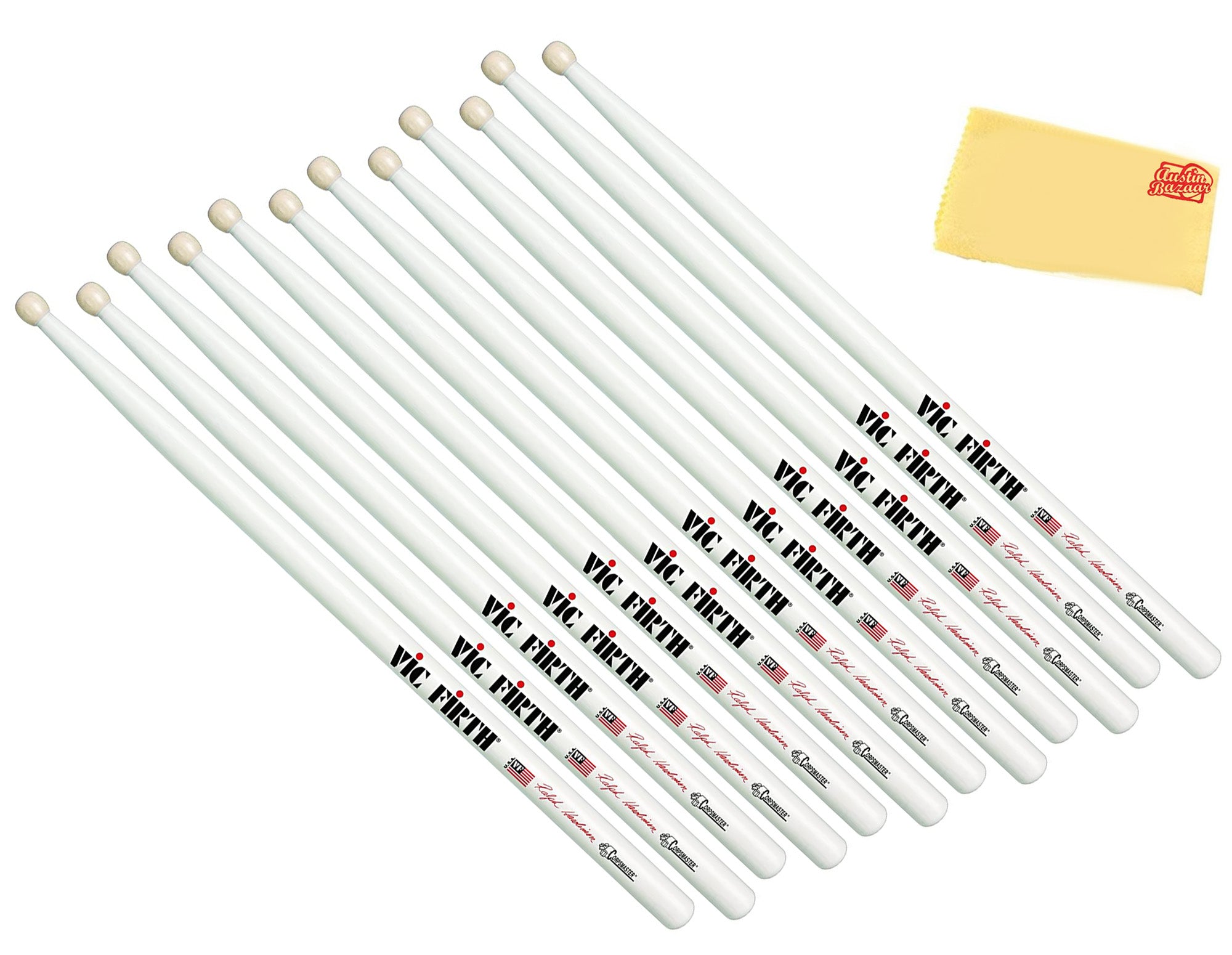 Vic Firth SRH Corpsmaster Signature Snare Ralph Hardimon Drumsticks - 6 Pack w/ Polishing Cloth