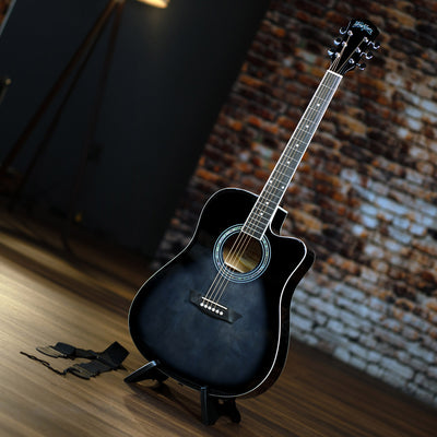 Washburn WA90CE Acoustic-Electric Guitar Kit - Black w/ Gig Bag