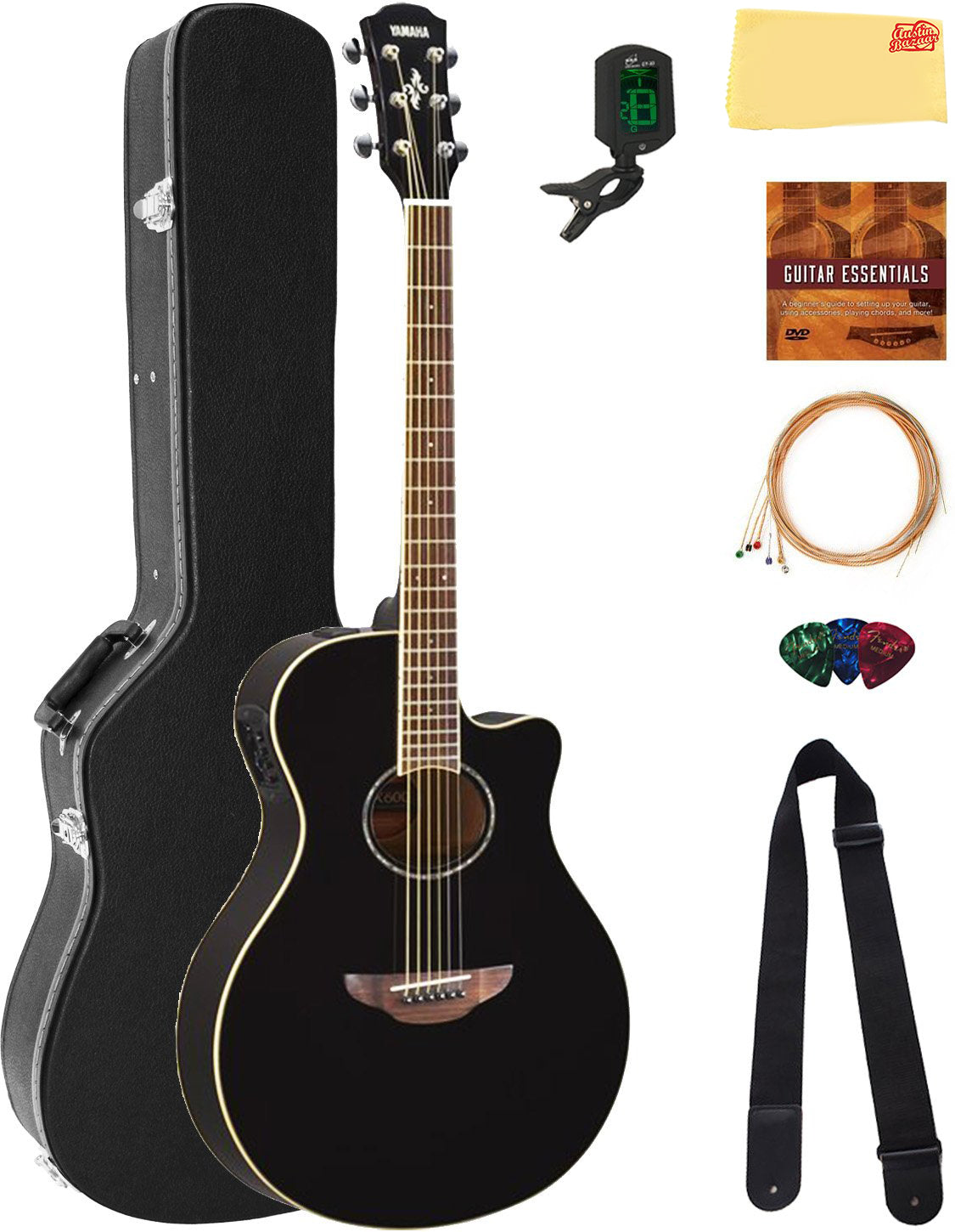 Yamaha APX600 Thin Body Acoustic-Electric Guitar - Black w/ Hard Case