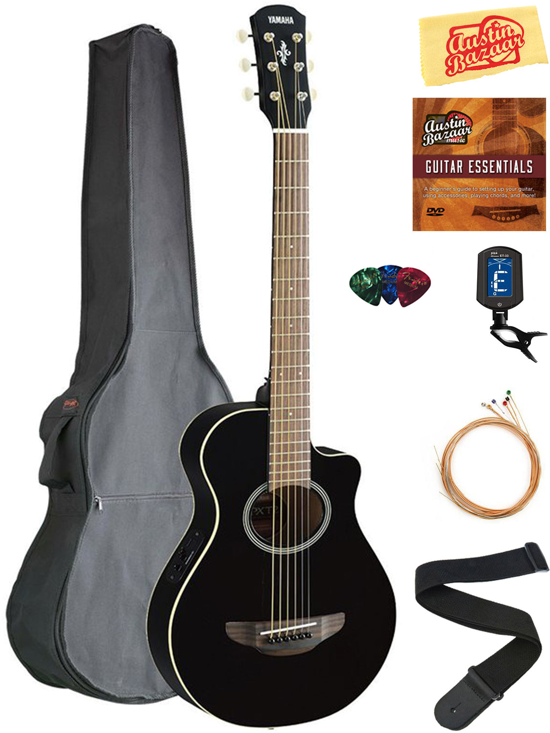 Yamaha APXT2 3/4-Size Acoustic-Electric Guitar - Black w/ Gig Bag