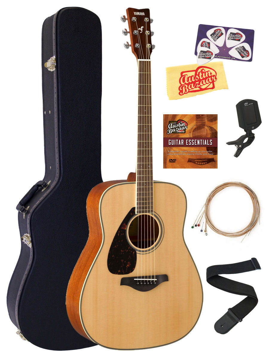 Yamaha FG820L Left-Handed Solid Top Folk Acoustic Guitar - Natural w/ Hard Case