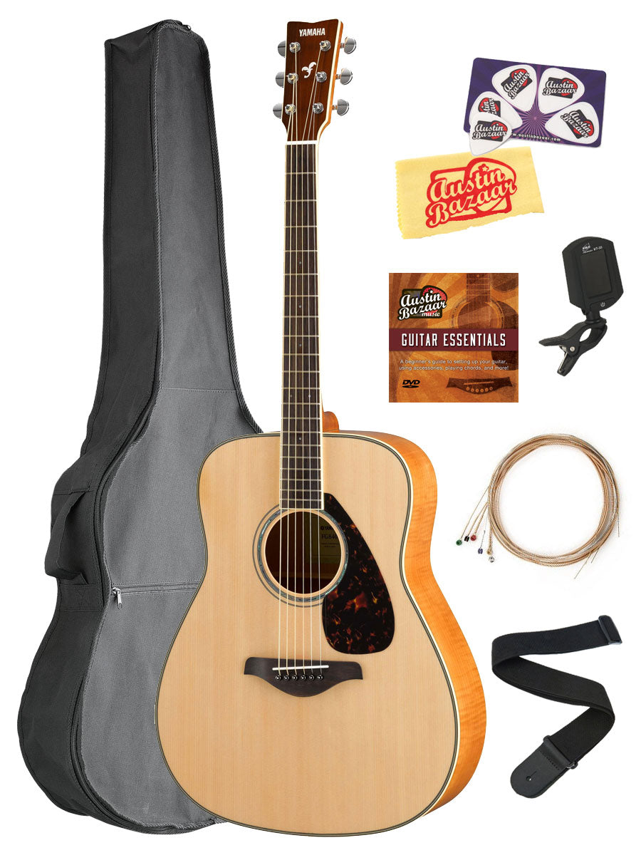 Yamaha FG840 Solid Top Folk Acoustic Guitar - Natural w/ Gig Bag