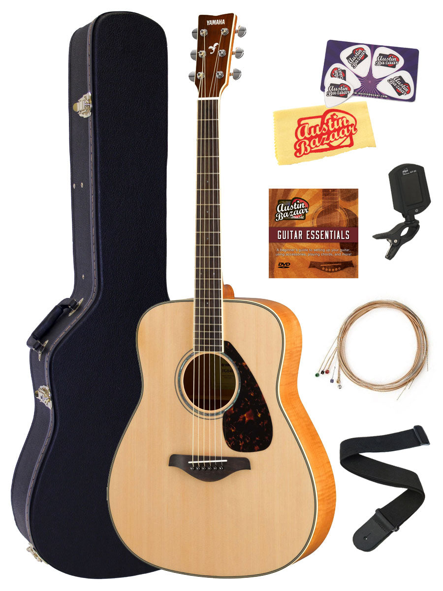 Yamaha FG840 Solid Top Folk Acoustic Guitar - Natural w/ Hard Case