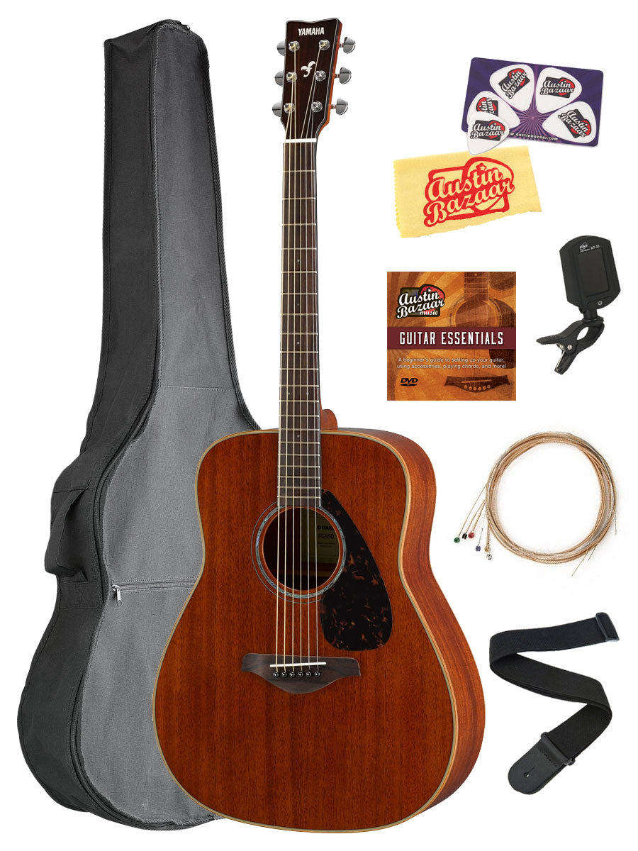 Yamaha FG850 Solid Top Folk Acoustic Guitar - Natural Mahogany w/ Gig Bag