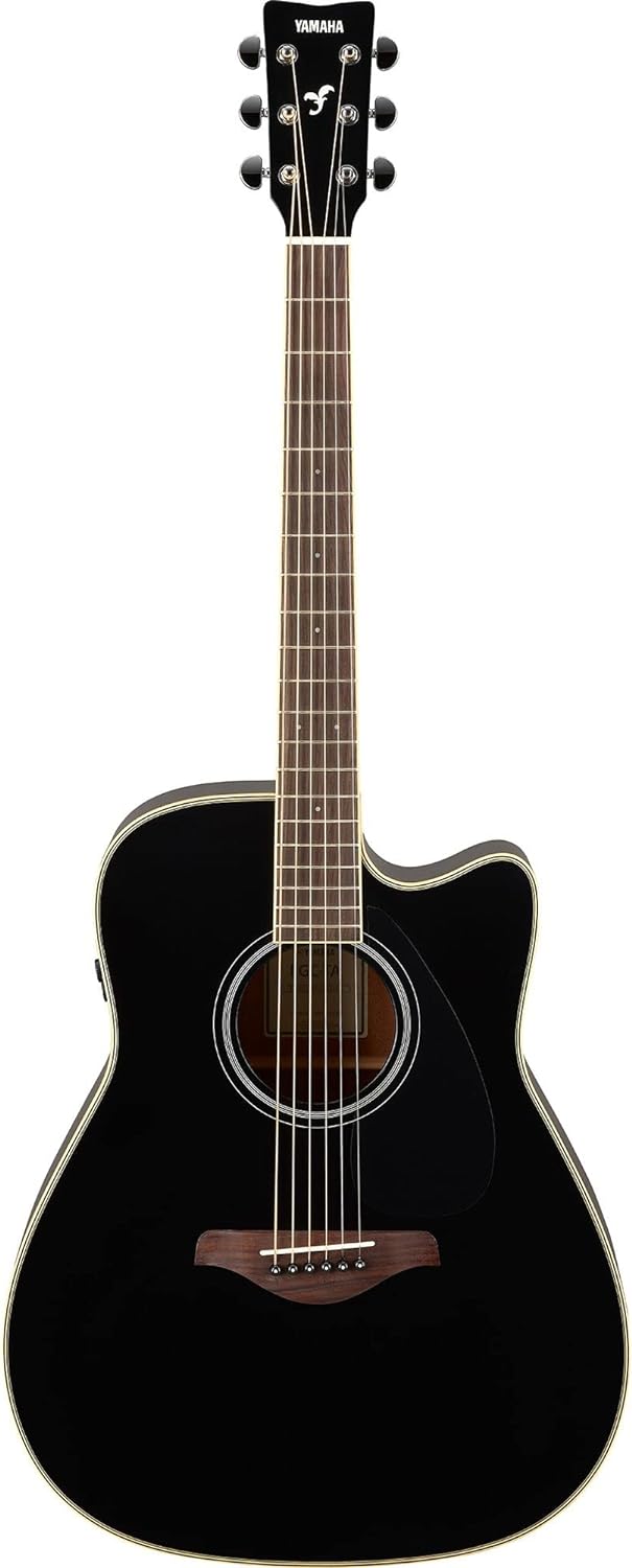 Yamaha FGC-TA TransAcoustic Dreadnought Cutaway Acoustic-Electric Guitar - Black