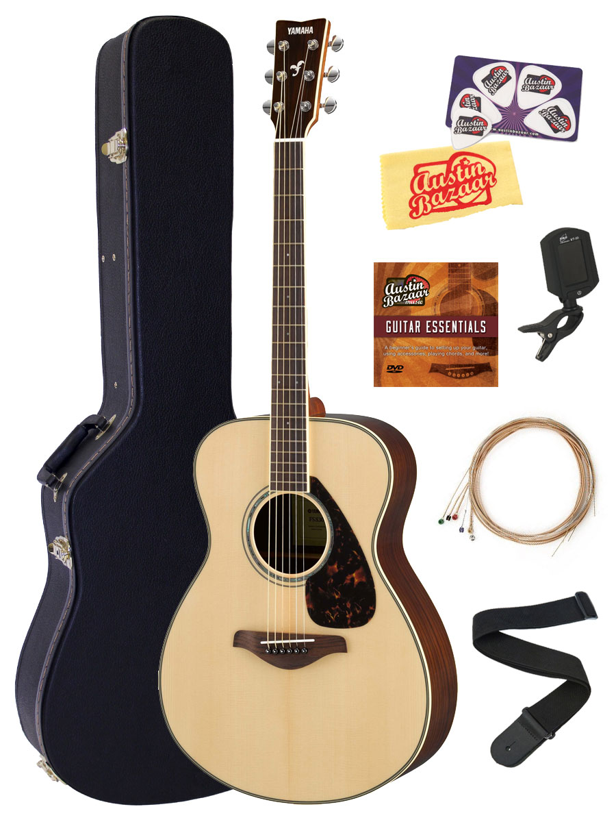Yamaha FS830 Solid Top Small Body Acoustic Guitar - Natural w/ Hard Case