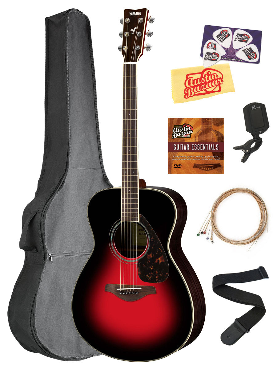 Yamaha FS830 Solid Top Small Body Acoustic Guitar - Dusk Sun Red w/ Gig Bag