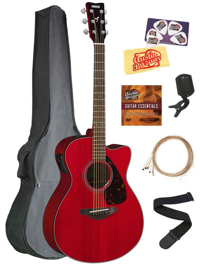 Yamaha FSX800C Solid Top Small Body Acoustic-Electric Guitar - Ruby Red w/ Gig Bag