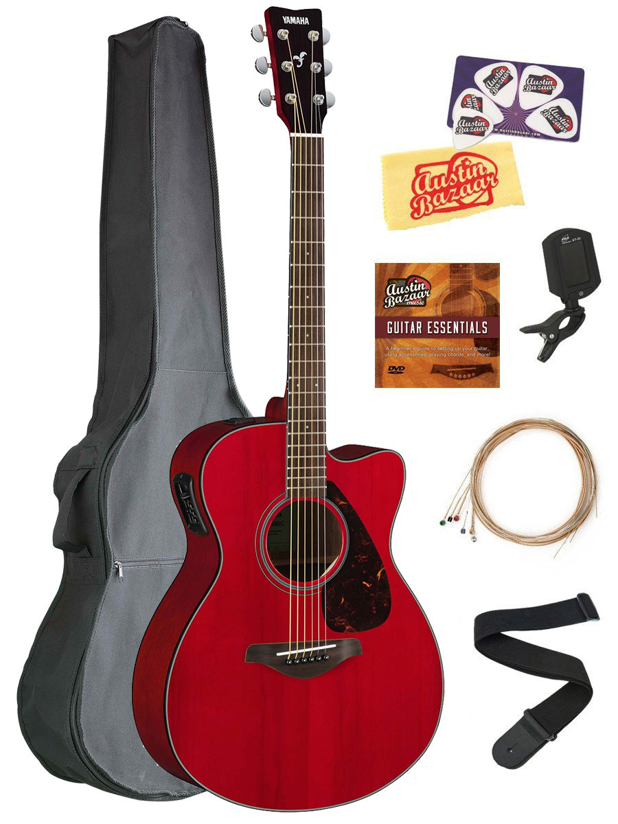 Yamaha FSX800C Solid Top Small Body Acoustic-Electric Guitar - Ruby Red w/ Gig Bag