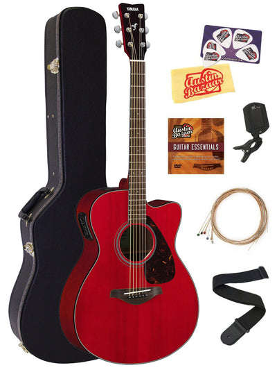 Yamaha FSX800C Solid Top Small Body Acoustic-Electric Guitar - Ruby Red w/ Hard Case