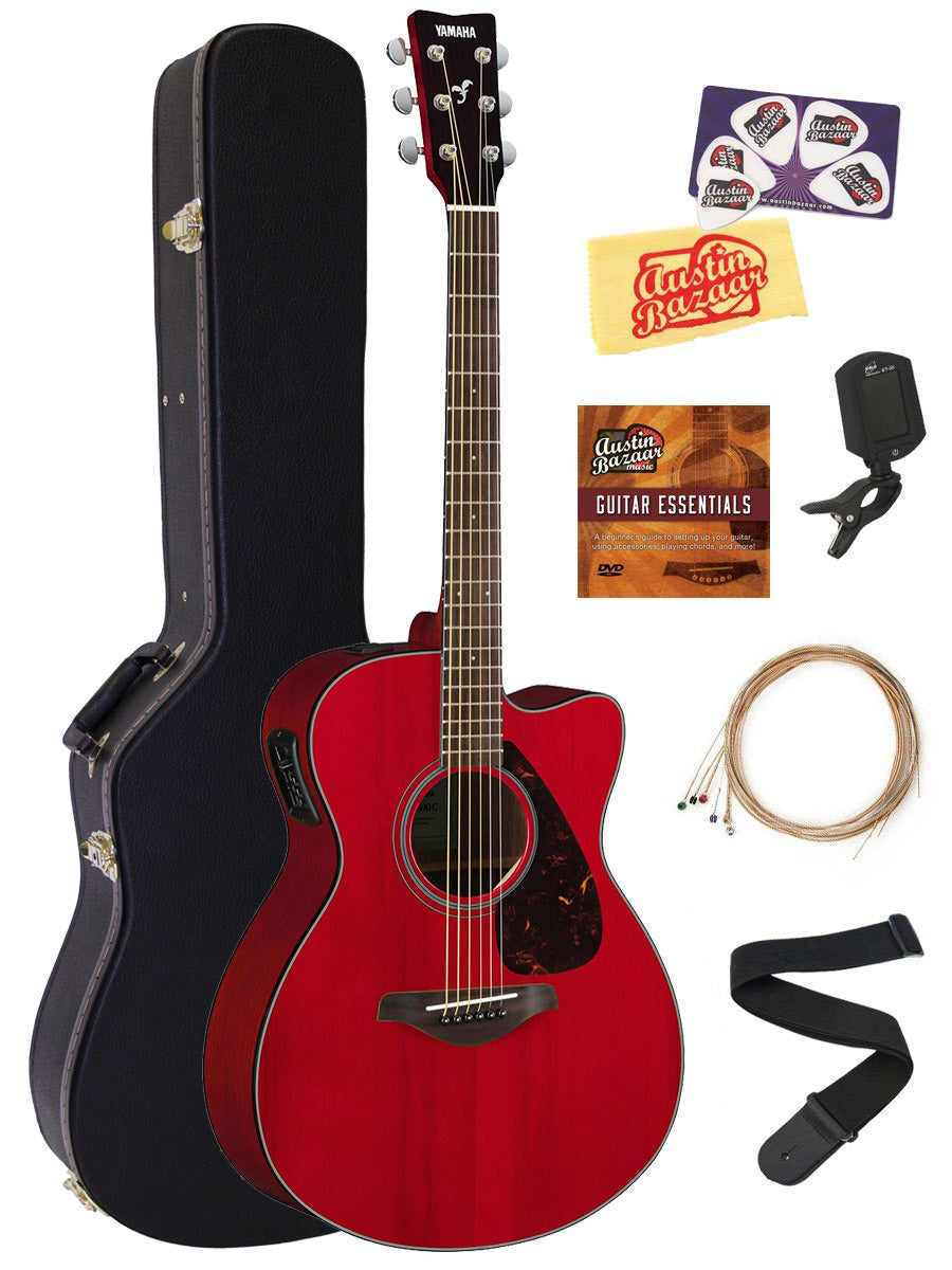Yamaha FSX800C Solid Top Small Body Acoustic-Electric Guitar - Ruby Red w/ Hard Case