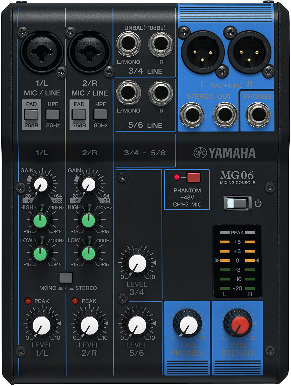 Yamaha MG06 Mixer w/ XLR Cables