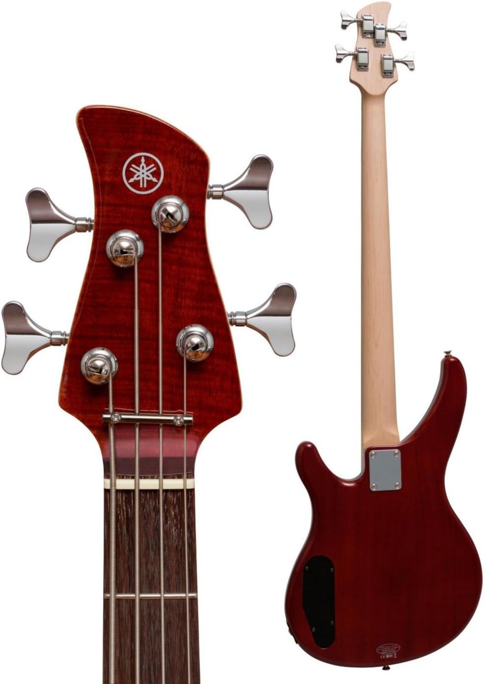 Yamaha TRBX174EW 4-String Exotic Wood Top Electric Bass Guitar - Root Beer