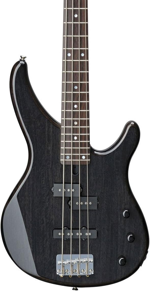 Yamaha TRBX174EW 4-String Exotic Wood Top Electric Bass Guitar - Translucent Black