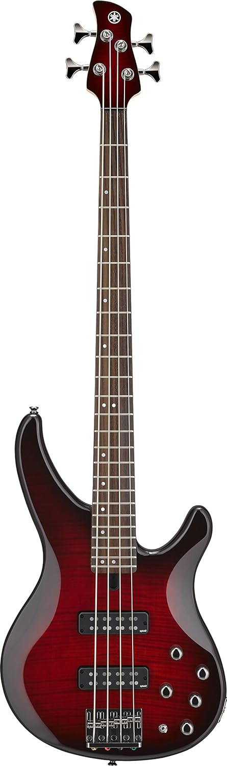 Yamaha TRBX604 4-String Flamed Maple Bass Guitar - Dark Redburst