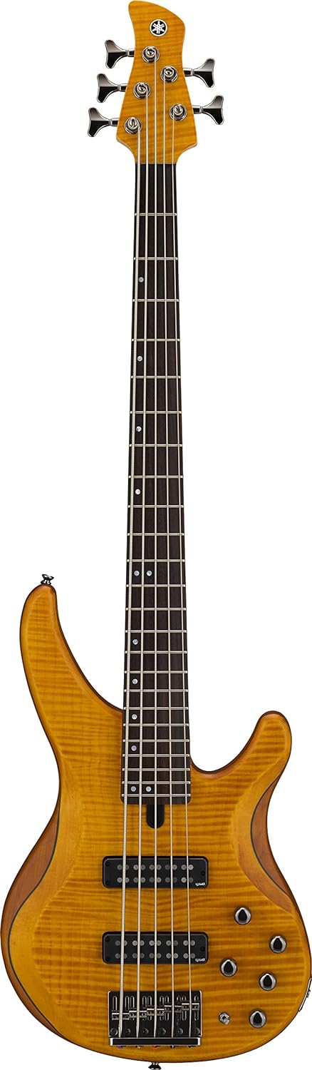 Yamaha TRBX605 5-String Flamed Maple Bass Guitar - Matte Amber