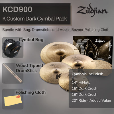 Zildjian KCD900 K Custom Dark Cymbal Pack w/ Cymbal Bag