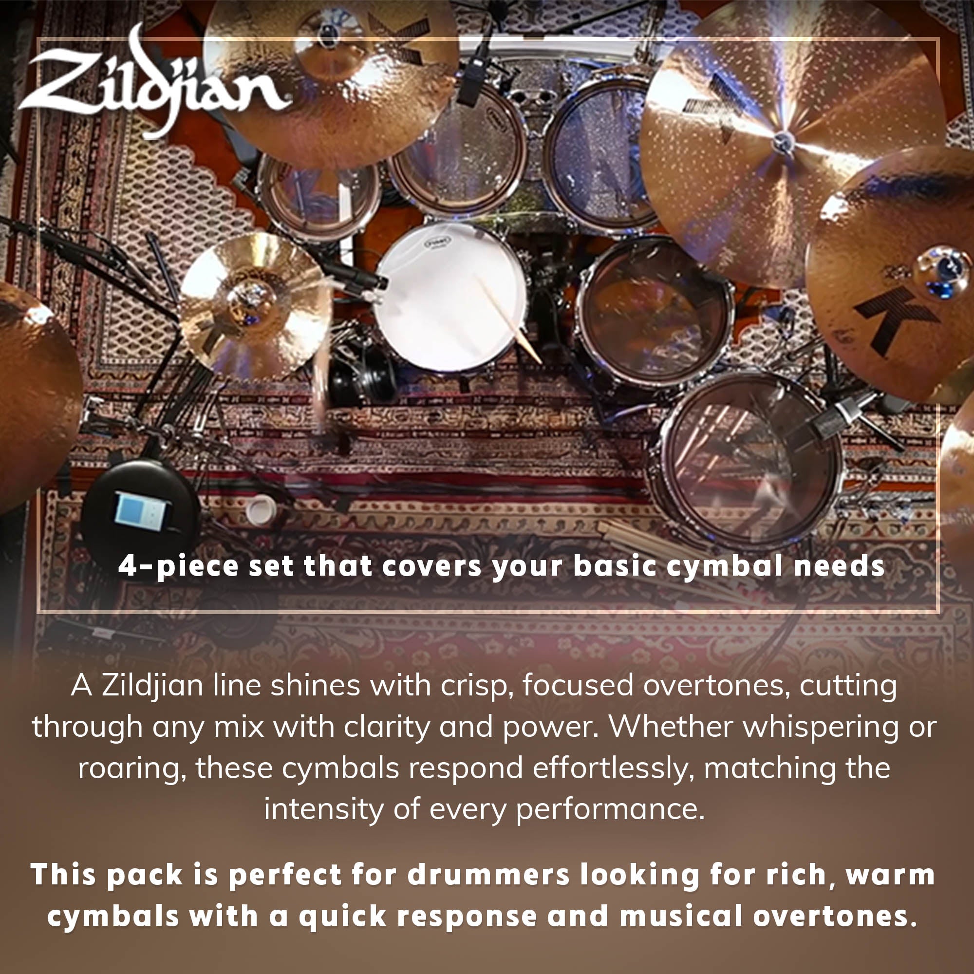 Zildjian KCD900 K Custom Dark Cymbal Pack w/ Cymbal Bag