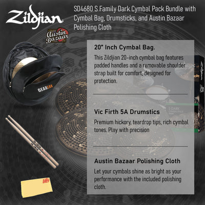 Zildjian SD4680 S Dark Cymbal Pack w/ Cymbal Bag