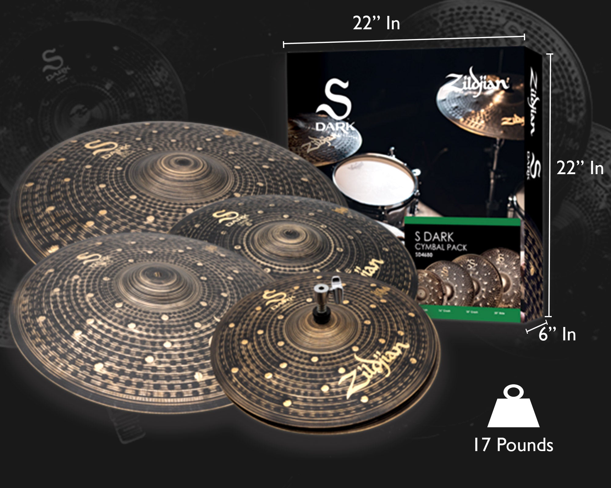 Zildjian SD4680 S Dark Cymbal Pack w/ Cymbal Bag