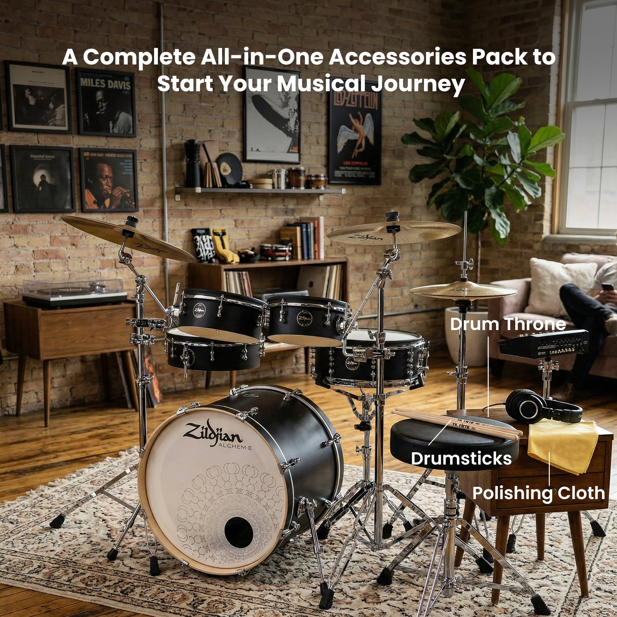 Zildjian ALCHEM-E Bronze EX Electronic Drum Kit w/ Drum Throne