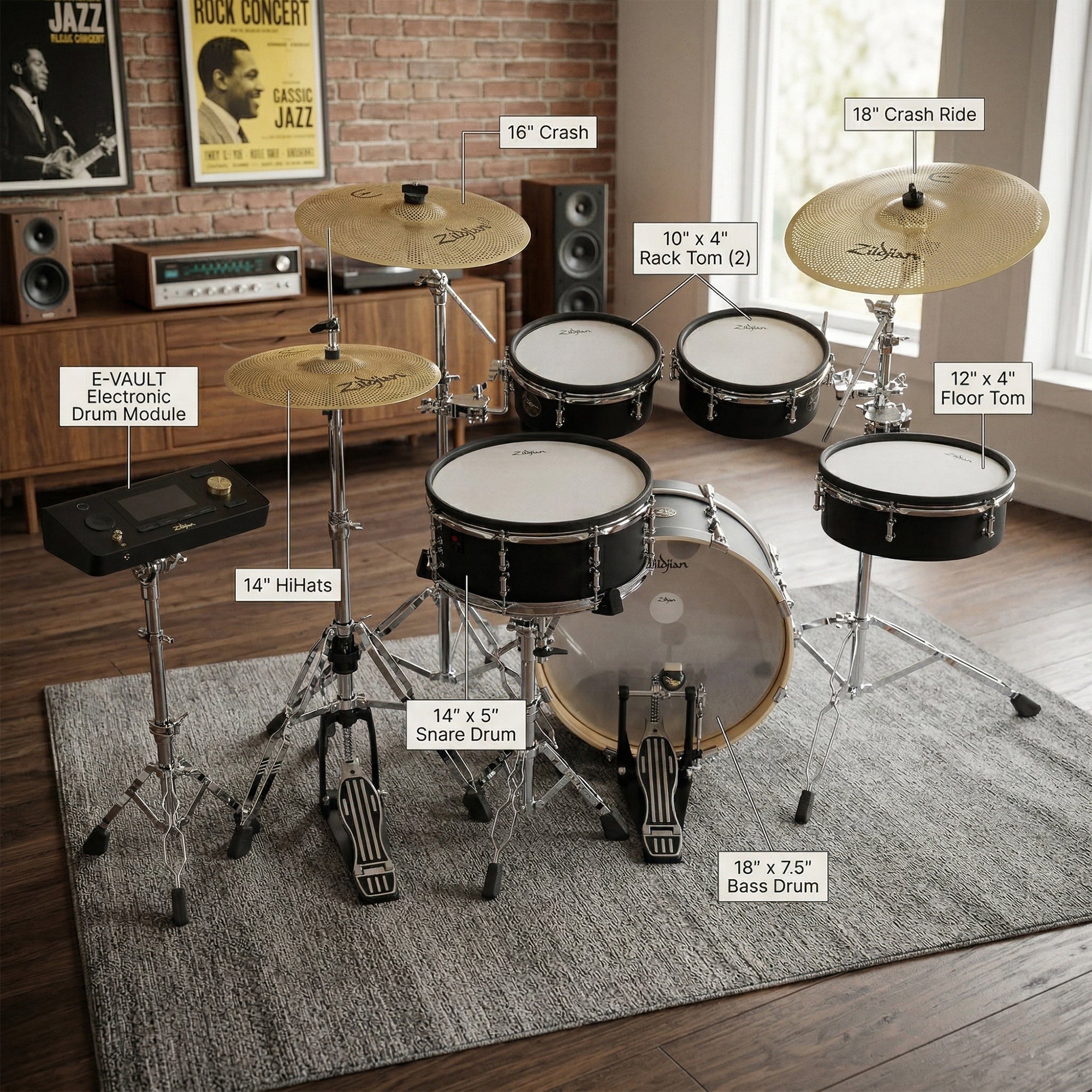 Zildjian ALCHEM-E Bronze EX Electronic Drum Kit w/ Drum Throne