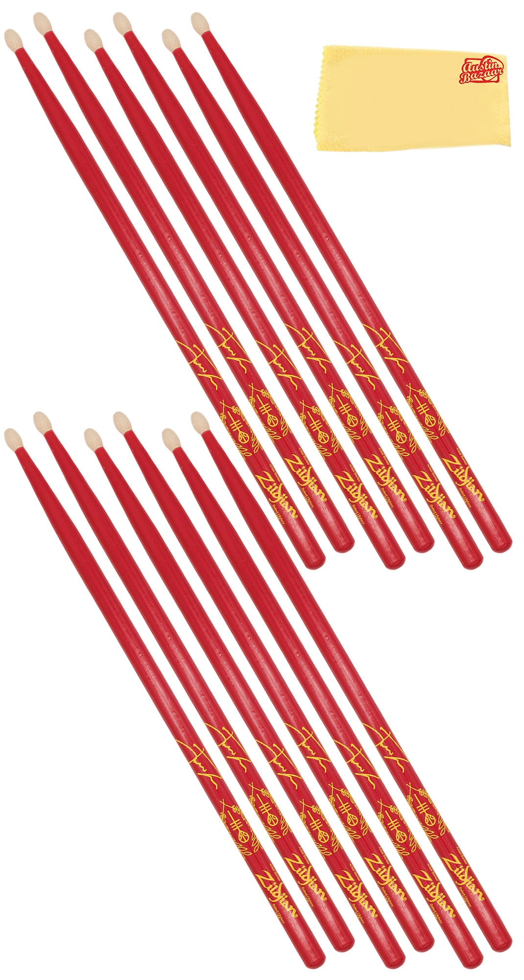 Zildjian ZASJD3 Josh Dun "Clancy Red" Artist Series Drumsticks - 6 Pack
