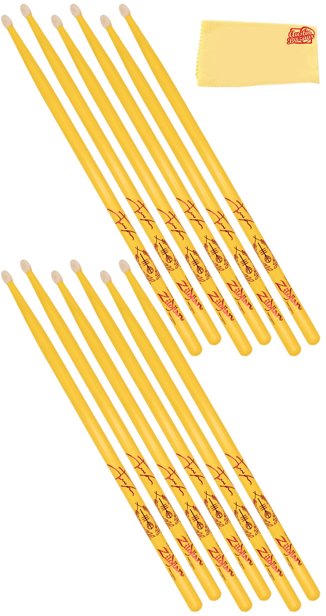 Zildjian ZASJD4 Josh Dun "Clancy Yellow" Artist Series Drumsticks - 6 Pack