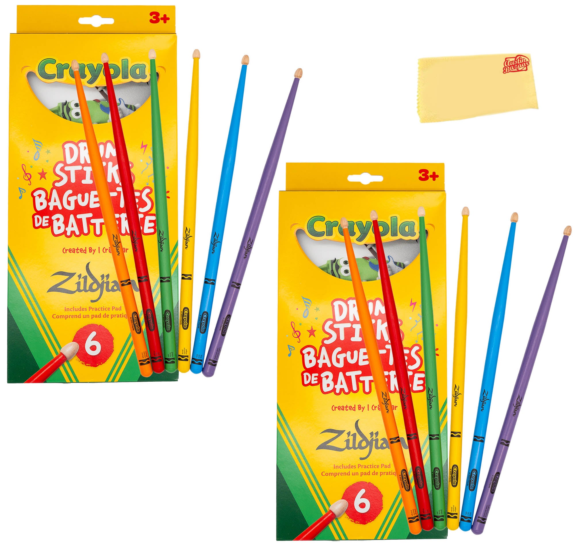 Zildjian ZKIDS Crayola Kids Drumsticks - 2 Pack w/ Practice Pad