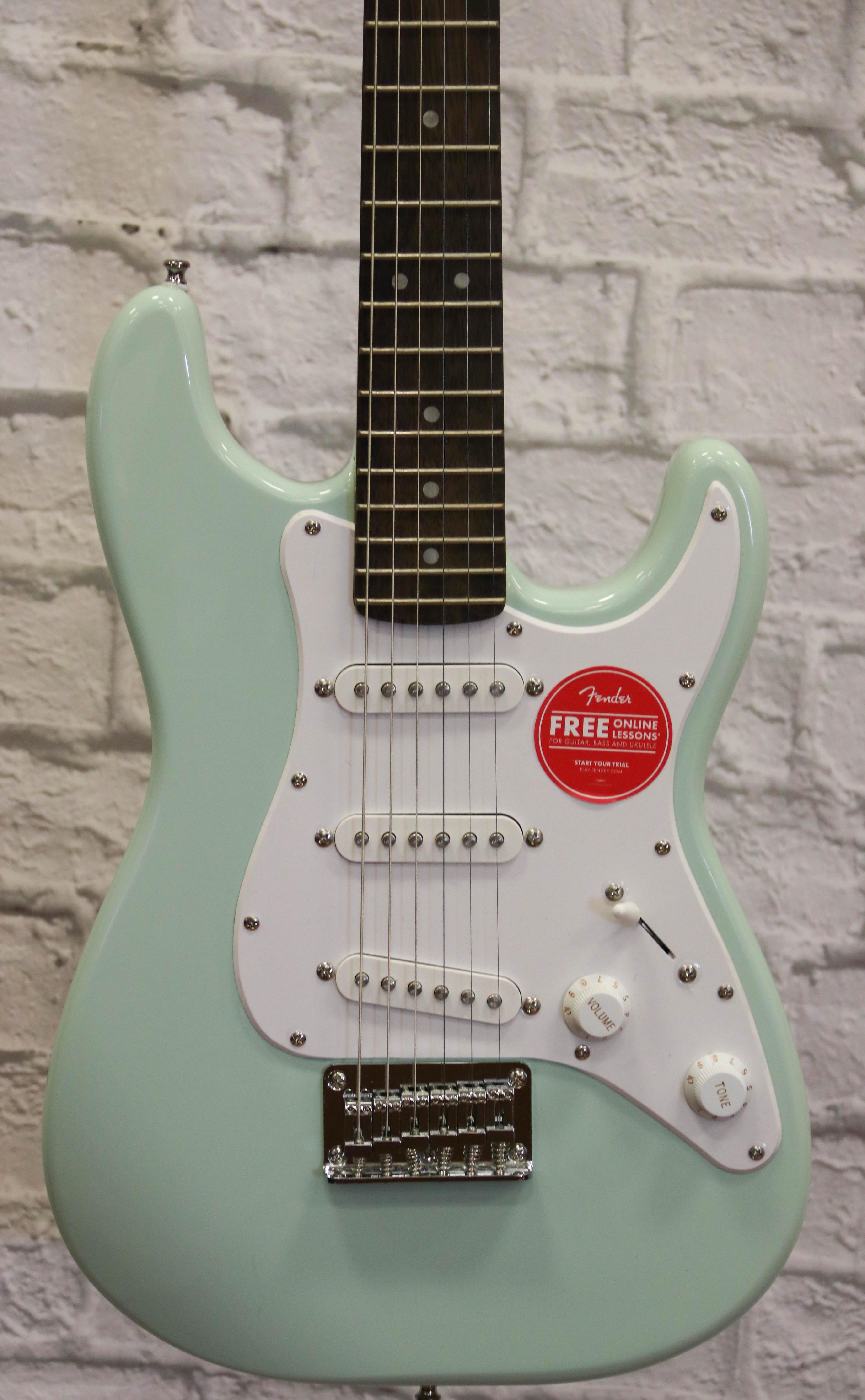 Fender Squier Mini Strat Electric Guitar Surf Green (black smudges on