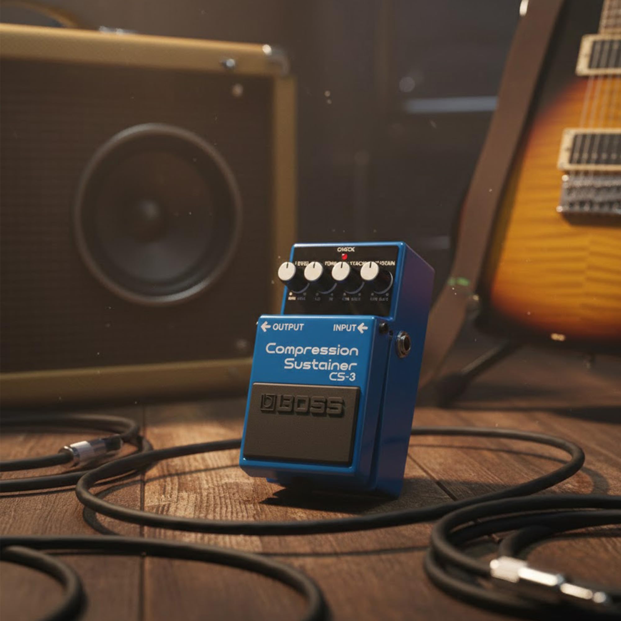 Boss CS-3 Compressor/Sustainer w/ Instrument Cables
